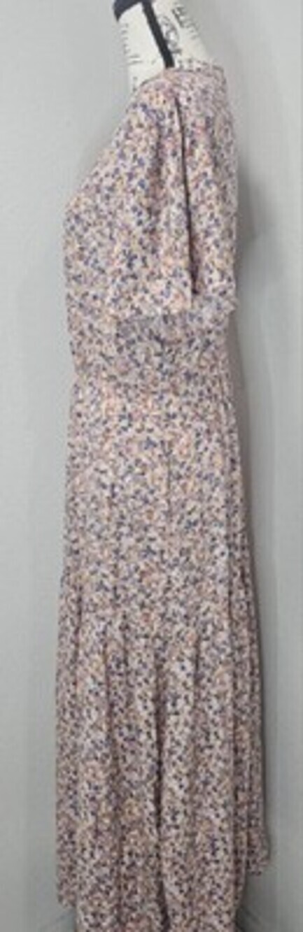 Manydress Womens Casual Floral Print Dress Layered Swing Boho Maxi Pockets Sz L - Picture 2 of 12